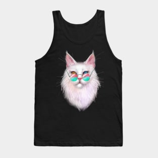 White Maine Coon Cat with Different-Colored Eyes Tank Top